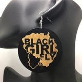 Black Earring with etched black girl fly
