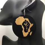 Black Earring with etched black fist in Africa