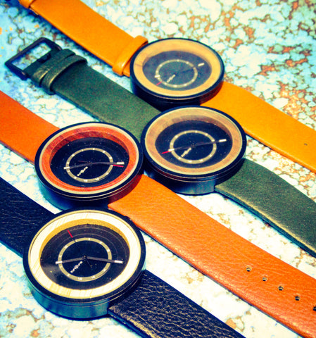 Sleek Leather and Wood Watch - Circles