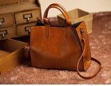 Leather Casual Tote in brown