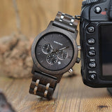 Metal and Wood Chronograph Watch in dark wood