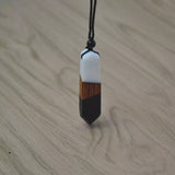 Wood Resin Crystal Necklace