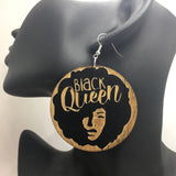 Black Earring with etched black queen