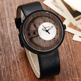 Sleek Leather and Wood Watch