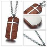 Rosewood Dog Tag Cross Necklace
