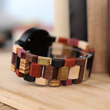 Multicolored Band Wood Watch