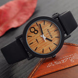 8-Face Wood Watch with Black Vegan leather band
