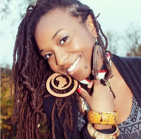 Woman wearing Circle of Africa Earrings