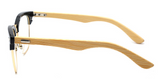 Retro Bamboo Eyeglasses with black frame side