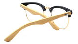 Retro Bamboo Eyeglasses with black frame rear 