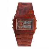 Multifunction LED Wood Watch Red Wood