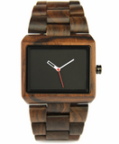 Dark brown wood watch with square face